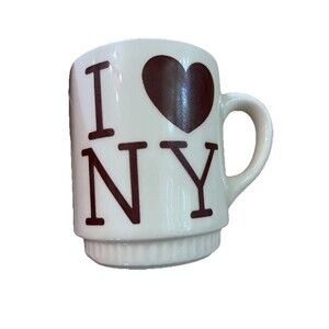 Vintage Houze Ceramic Coffee Cup Mug I Love New York Logo Rare Brown Color USA